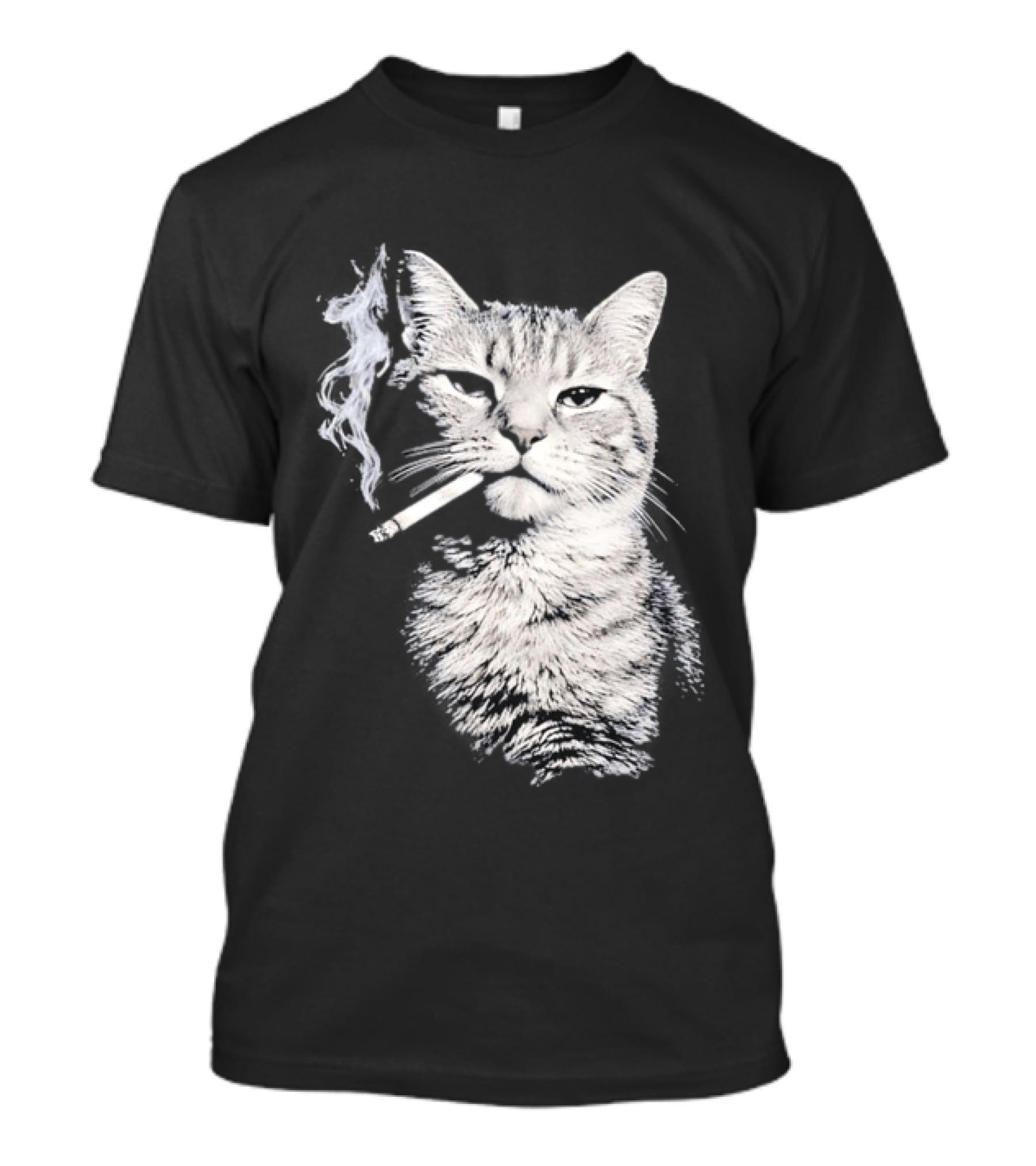 Tabby Cat Smoking Cigarette Animal T-Shirt