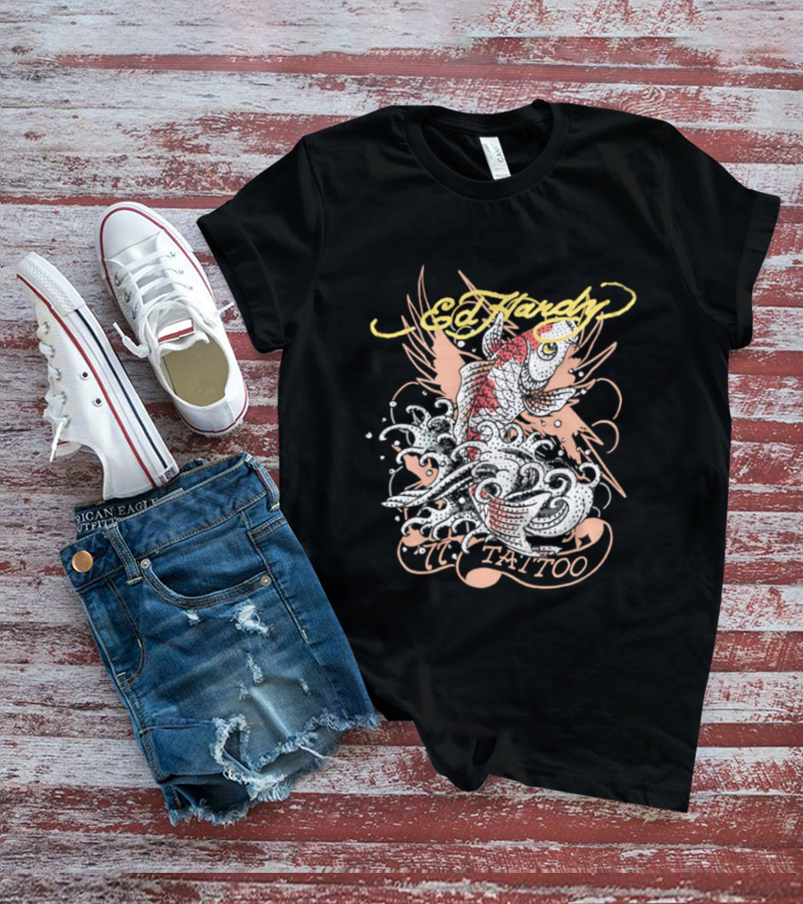 Ed Hardy 77 Tattoo Koi Fish Y2K Fashion T-Shirt