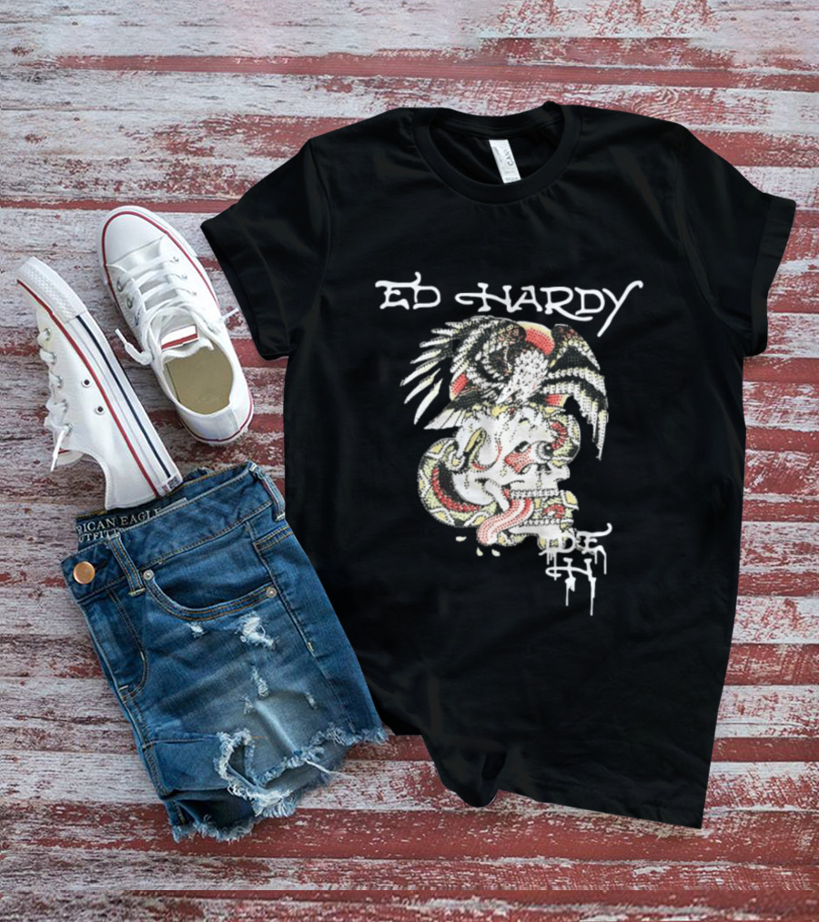 Ed Hardy Skull Eagle Rhinestone Y2K Fashion T-Shirt