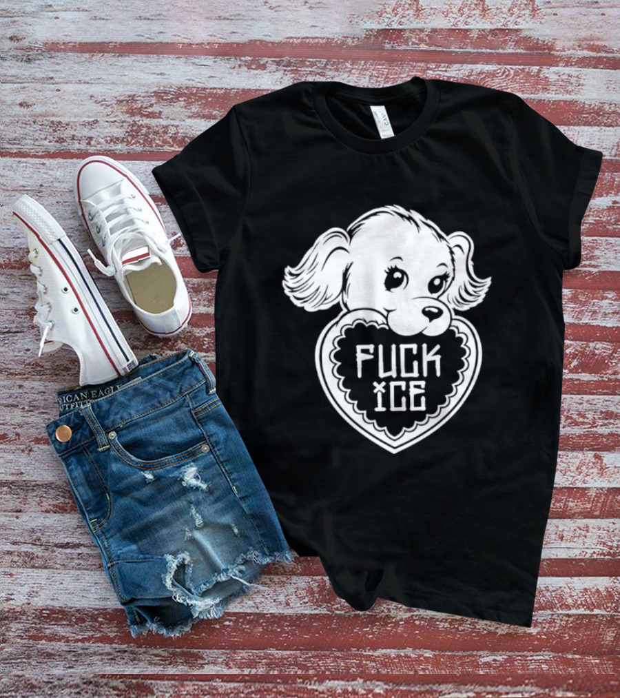 Fuck Ice Puppy Heart Protest Activism Dog T-Shirt