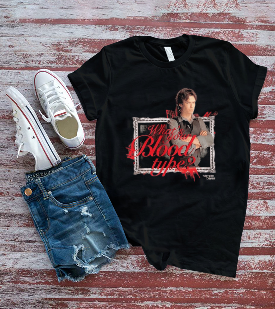 The Vampire Diaries Damon Salvatore What's Your Blood Type Framed T-Shirt