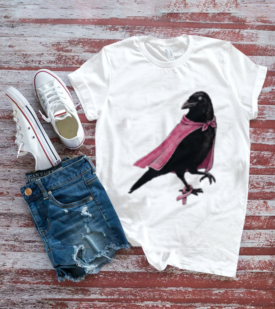 Breast Cancer Awareness Month Pink Ribbon Crow We Wear Pink In October T-Shirt