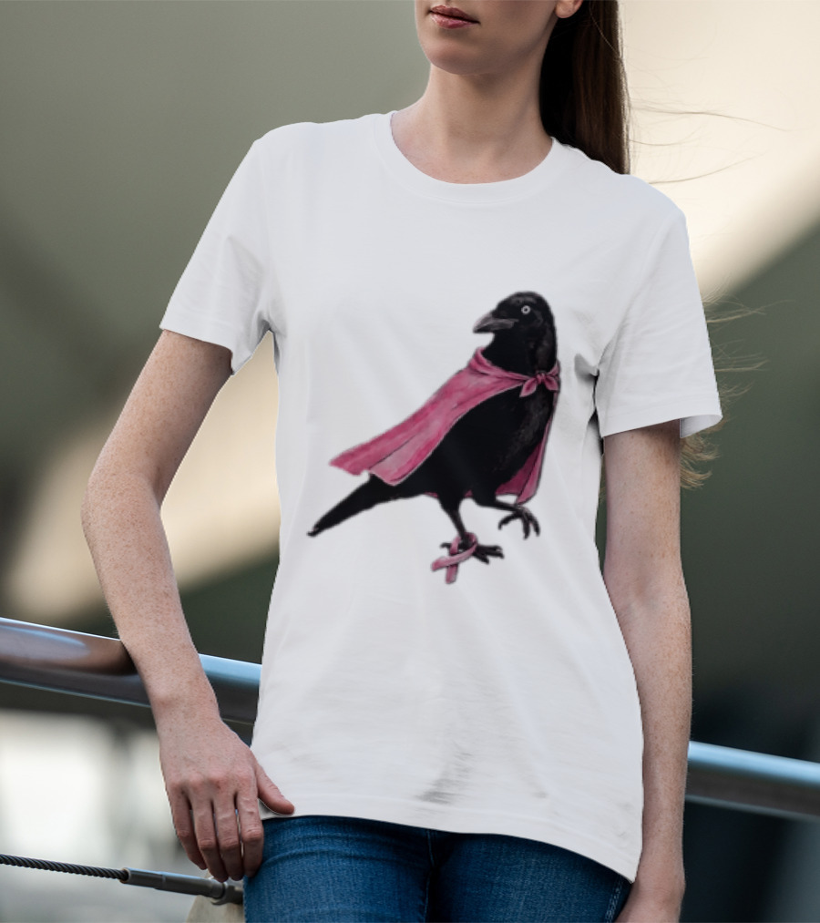 Breast Cancer Awareness Month Pink Ribbon Crow We Wear Pink In October T-Shirt