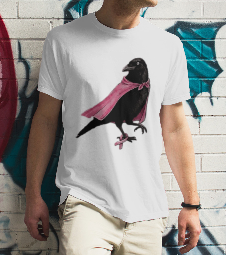 Breast Cancer Awareness Month Pink Ribbon Crow We Wear Pink In October T-Shirt