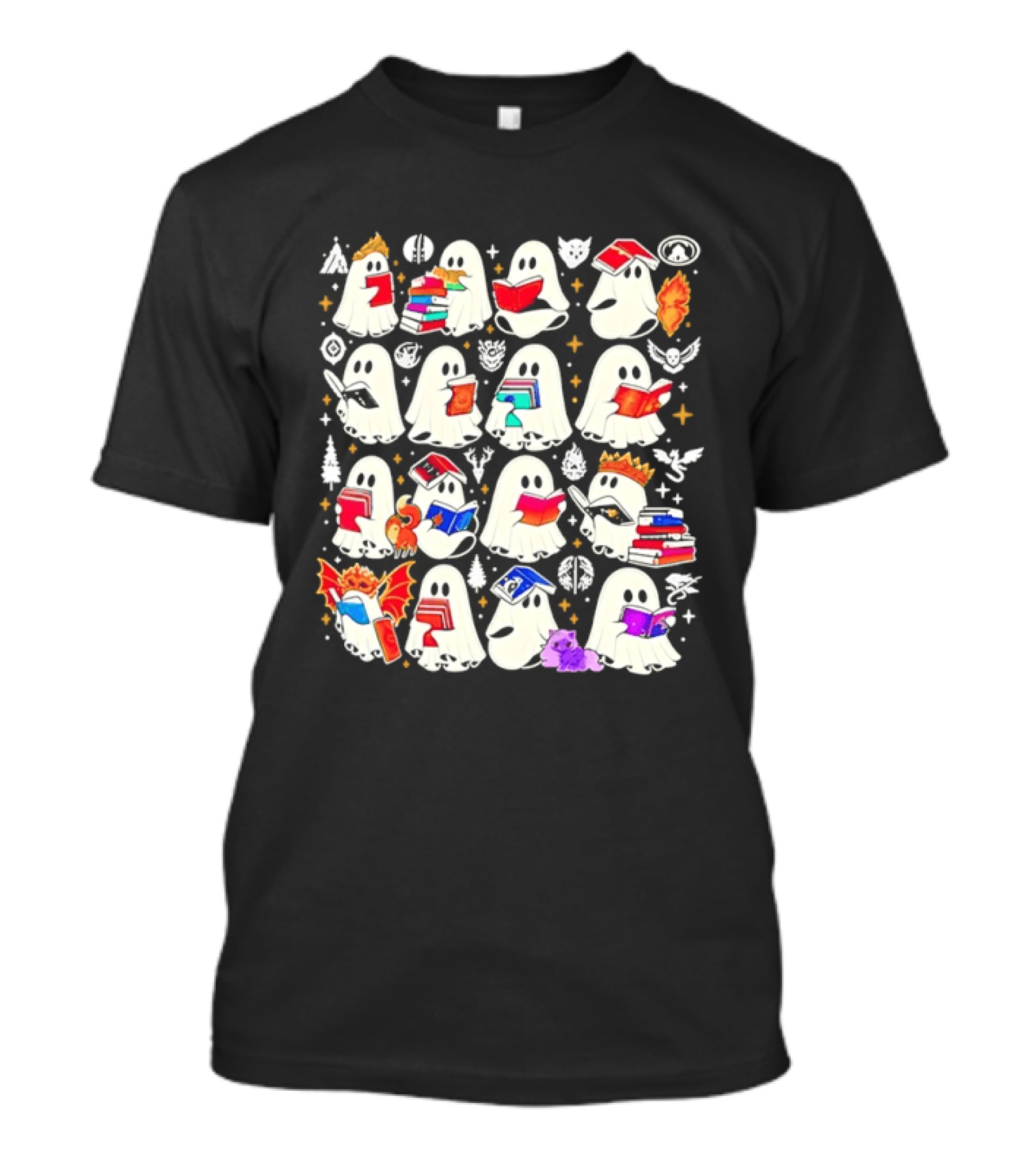 Ghosts Reading Books Halloween Costume Party T-Shirt