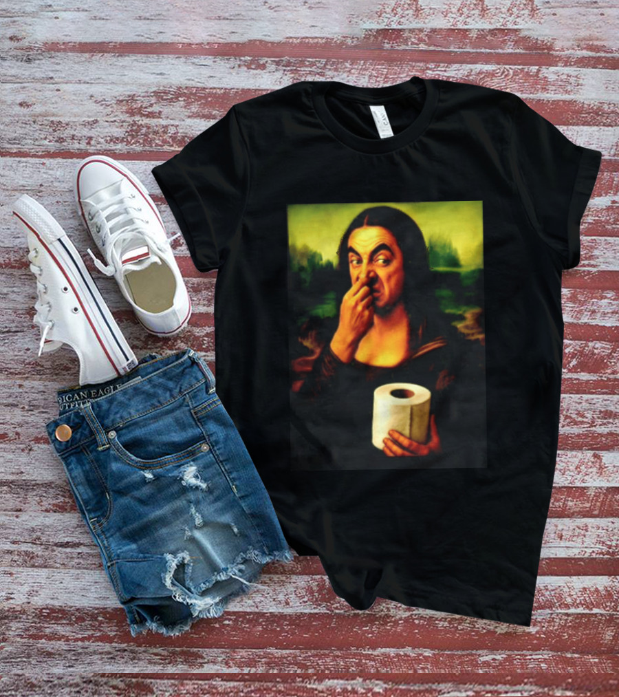Rowan Atkinson Mona Lisa Nose Picking Toilet Roll Holding T-Shirt
