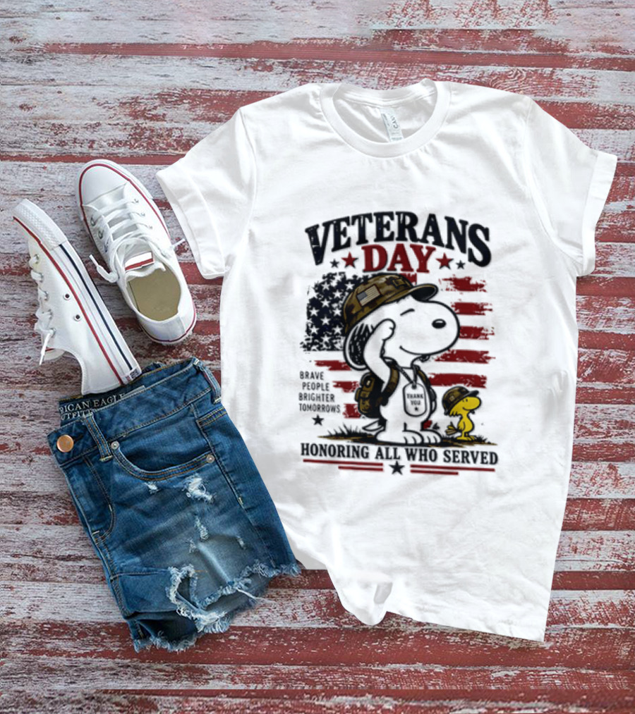 Snoopy Woodstock Veterans Day Some Gave All Peanuts Always Remember T-Shirt