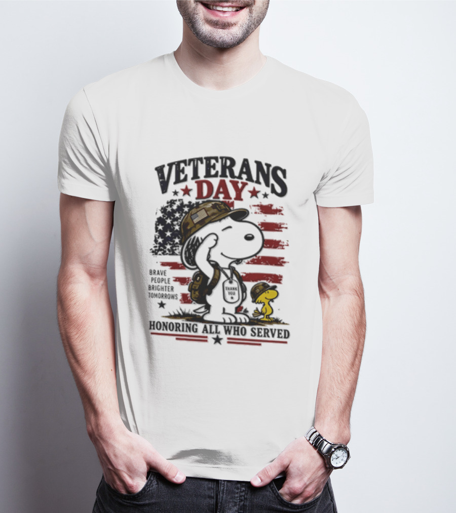 Snoopy Woodstock Veterans Day Some Gave All Peanuts Always Remember T-Shirt