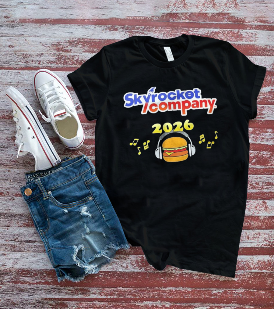Skyrocket Company 2026 Burger Headphones Musical Notes T-Shirt