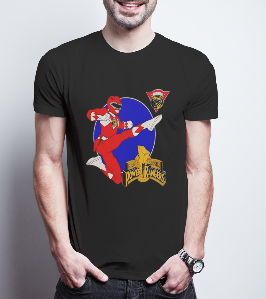 Jason Red Ranger Mighty Morphin Power Rangers Iconic Kick Pose Lion T-Shirt