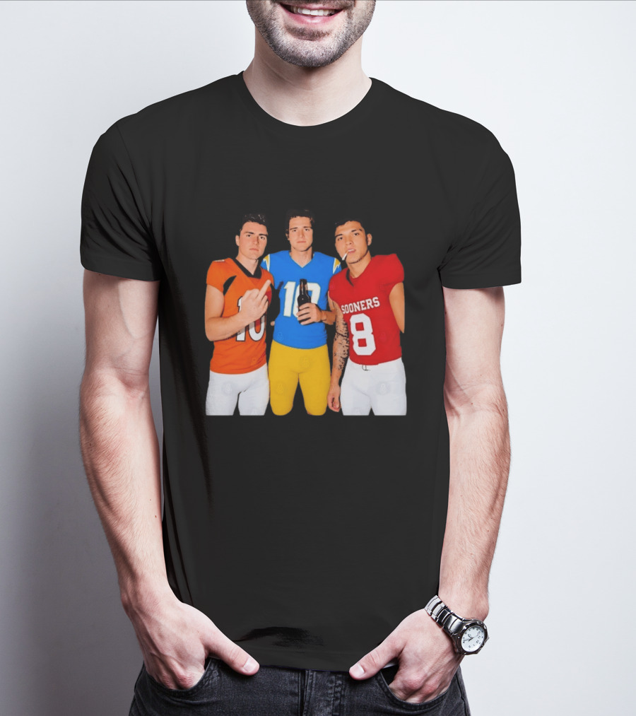 Bo Nix Justin Herbert Dillon Gabriel Football Players Gesture And Cigarette T-Shirt