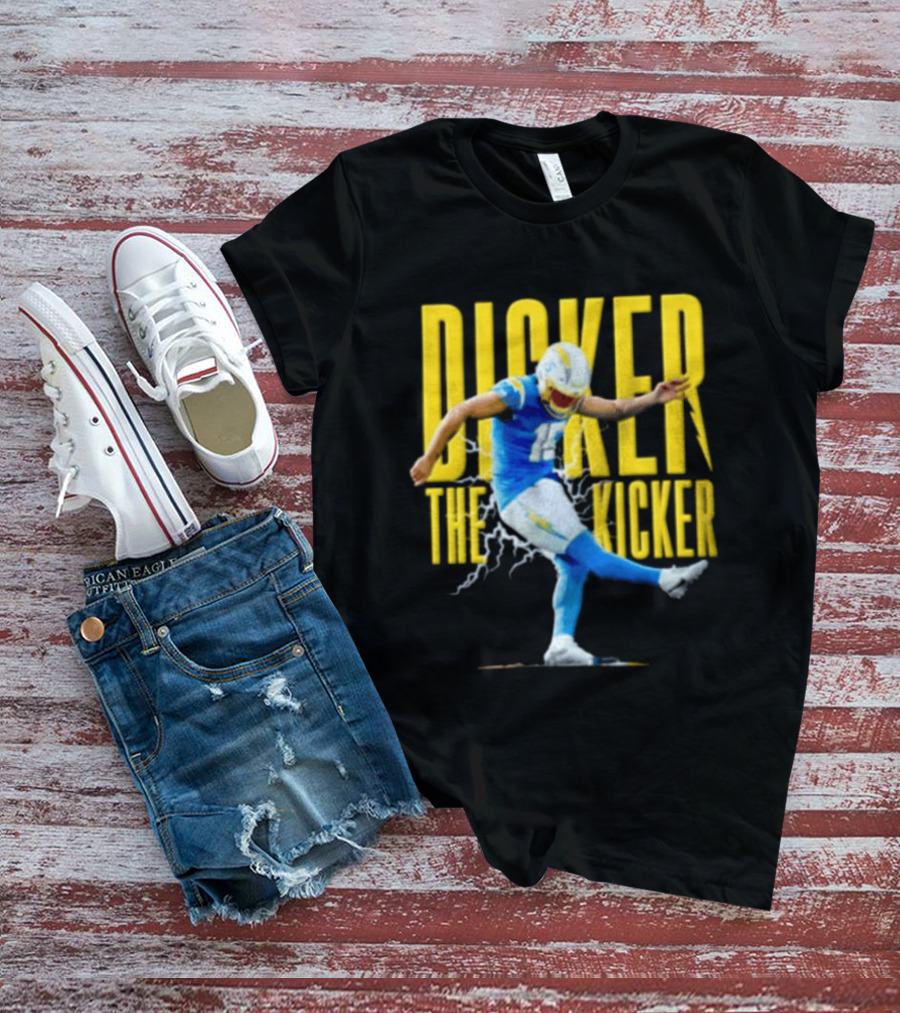 Cameron Dicker The Kicker Football Action Blue And Yellow T-Shirt