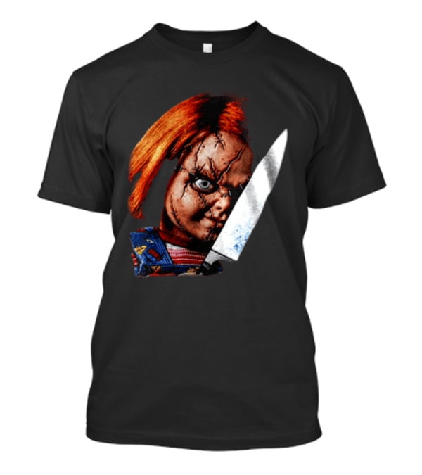 Chucky Child's Play Stitched Doll Knife Horror Movie Character 2 Sided T-Shirt