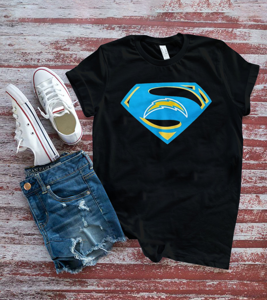 Los Angeles Chargers Superman Logo NFL Football Fan Gear T-Shirt
