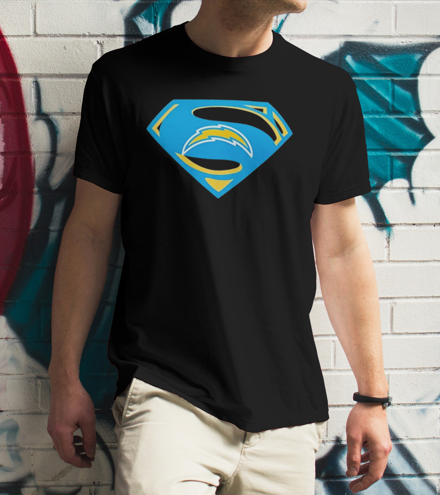 Los Angeles Chargers Superman Logo NFL Football Fan Gear T-Shirt