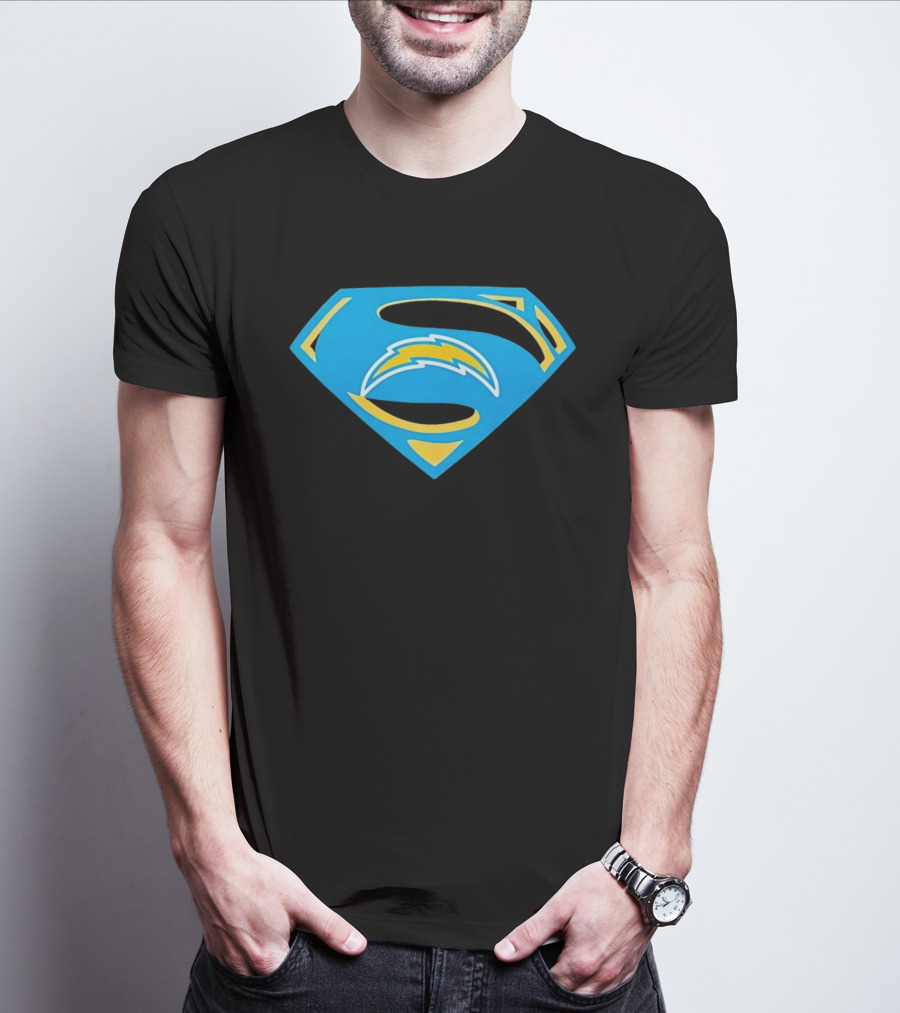 Los Angeles Chargers Superman Logo NFL Football Fan Gear T-Shirt