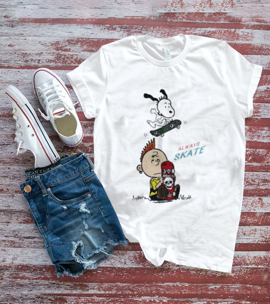 Charlie Brown Snoopy Always Skate NOFX Rancid T-Shirt