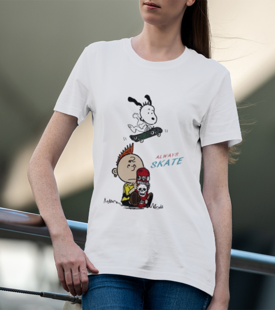 Charlie Brown Snoopy Always Skate NOFX Rancid T-Shirt