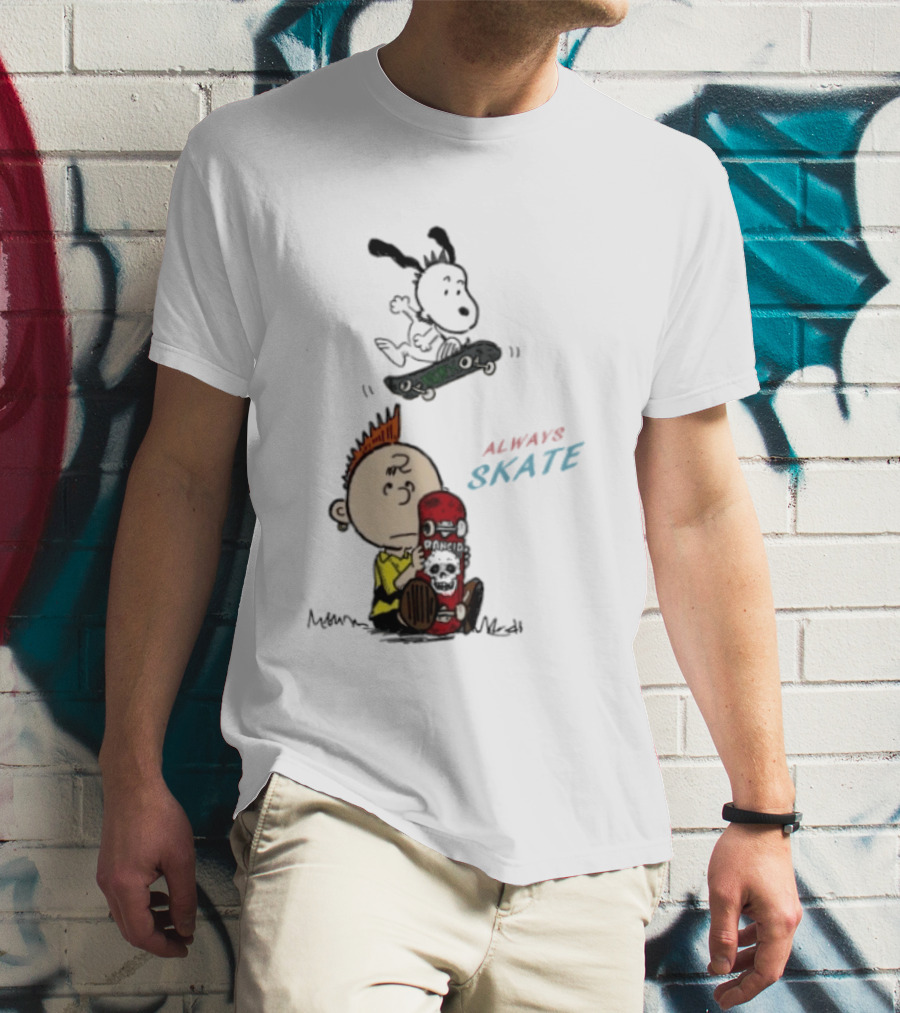 Charlie Brown Snoopy Always Skate NOFX Rancid T-Shirt