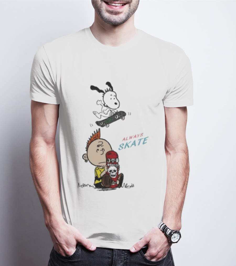 Charlie Brown Snoopy Always Skate NOFX Rancid T-Shirt