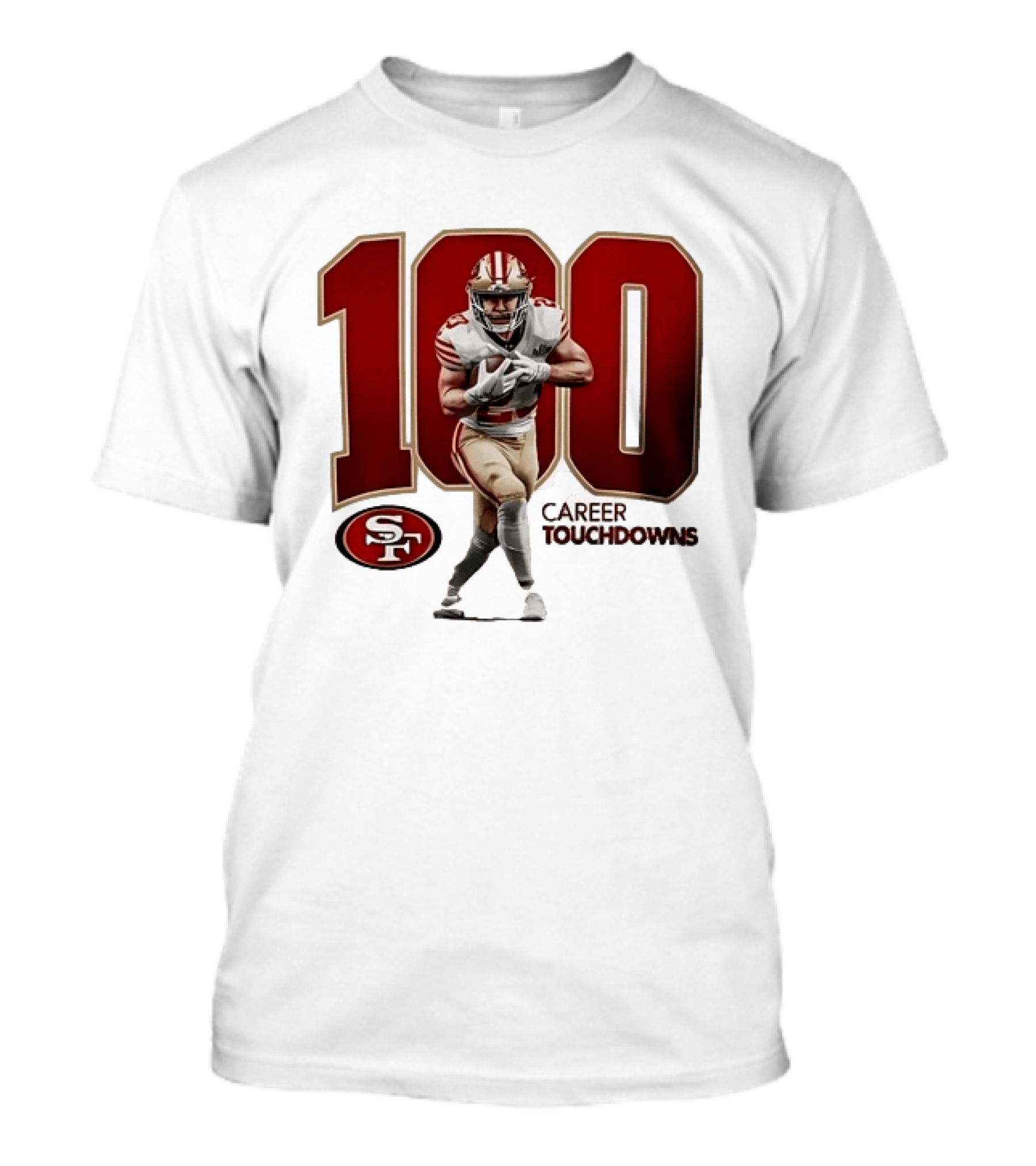 Christian McCaffrey 49ers 100 Career Touchdowns T-Shirt