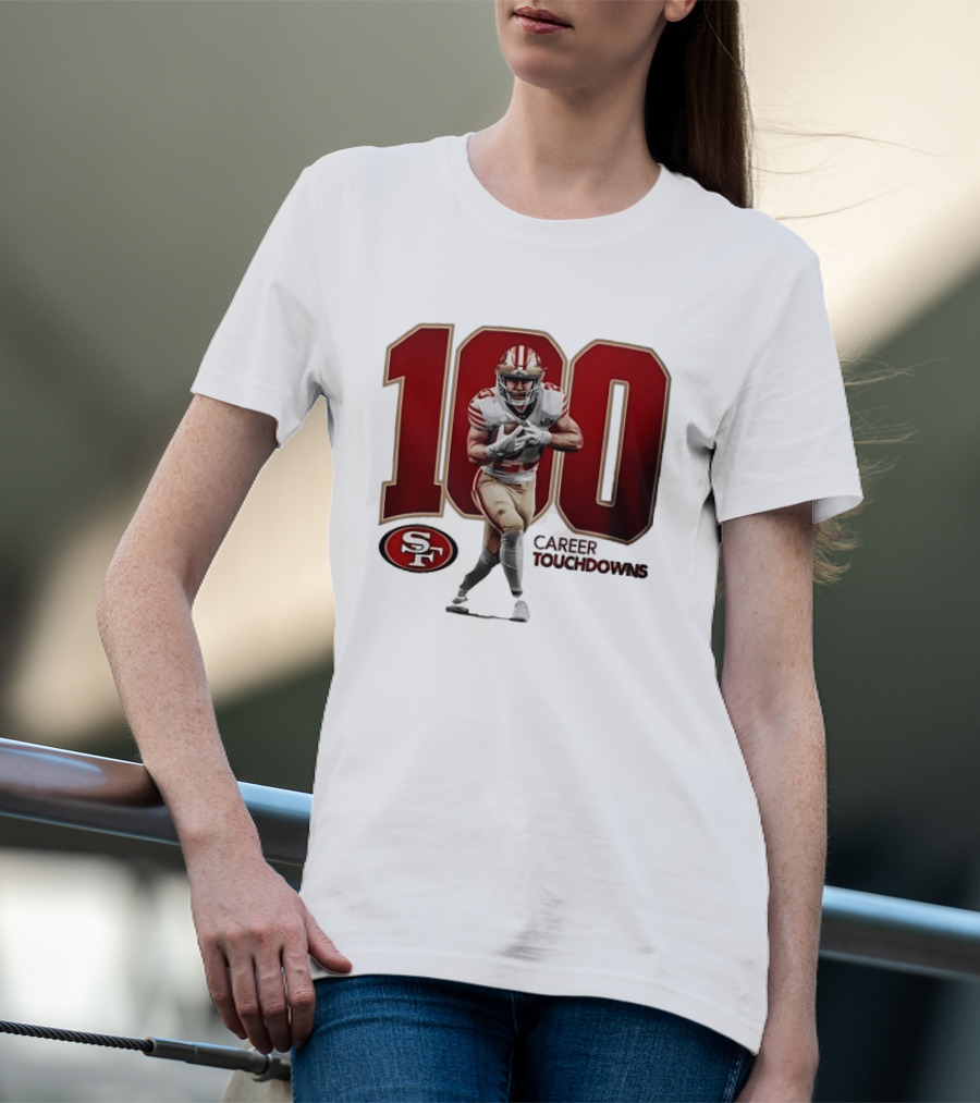 Christian McCaffrey 49ers 100 Career Touchdowns T-Shirt