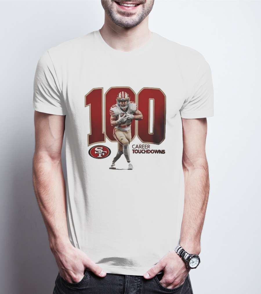 Christian McCaffrey 49ers 100 Career Touchdowns T-Shirt