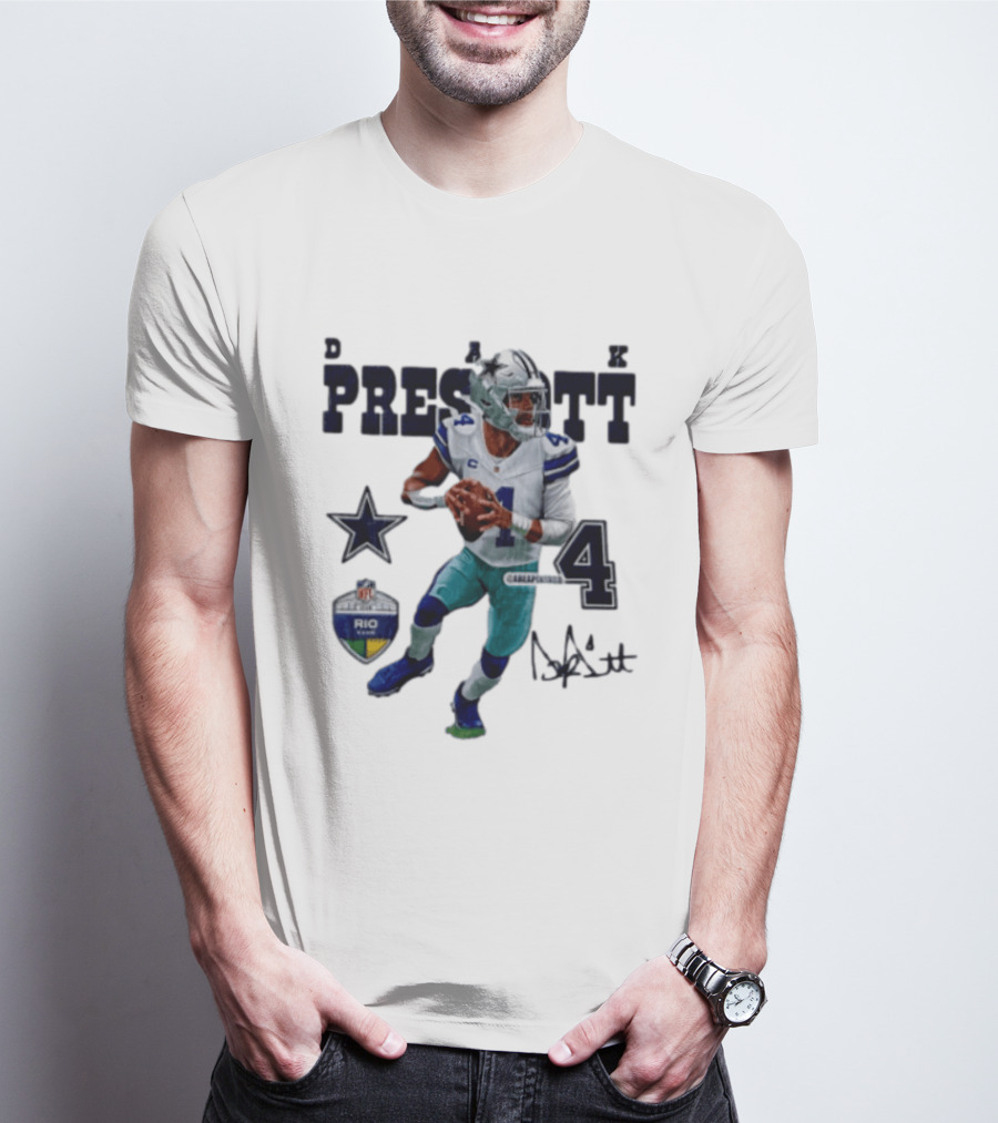 Dak Prescott Dallas Cowboys Quarterback 2026 Football Star Number 4 T-Shirt