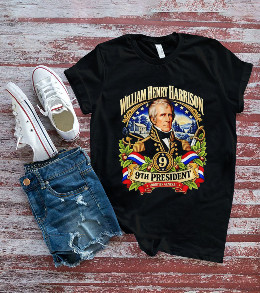 William Henry Harrison 9th President Frontier General Historical T-Shirt