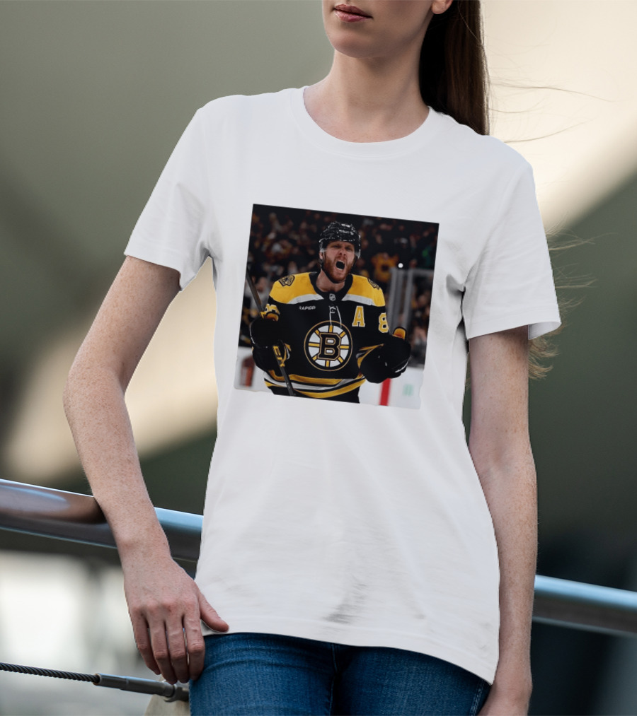 David Pastrnak Bruins Captain Announcement With Iconic Team Jersey Celebration T-Shirt
