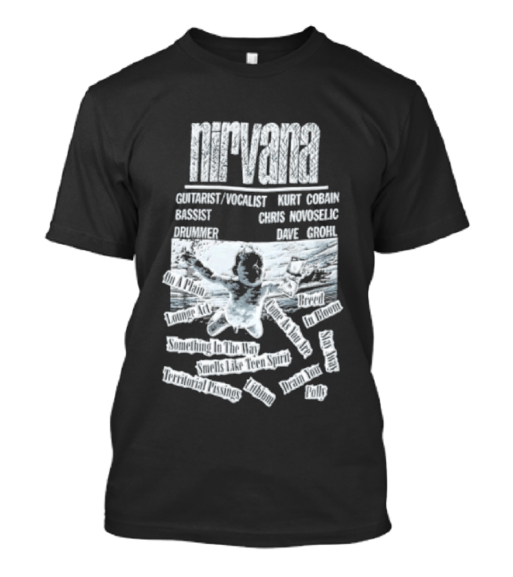 Nirvana Kurt Cobain Krist Novoselic Dave Grohl Spencer Elden Swimming Baby Album T-Shirt