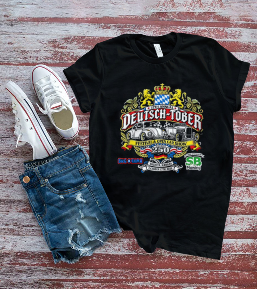 Deutsch Tober Festival Open Car Show Wichita Kansas October 17th 2026 Bavarian Crest Lions Cars SRS SB Shep Boys T-Shirt