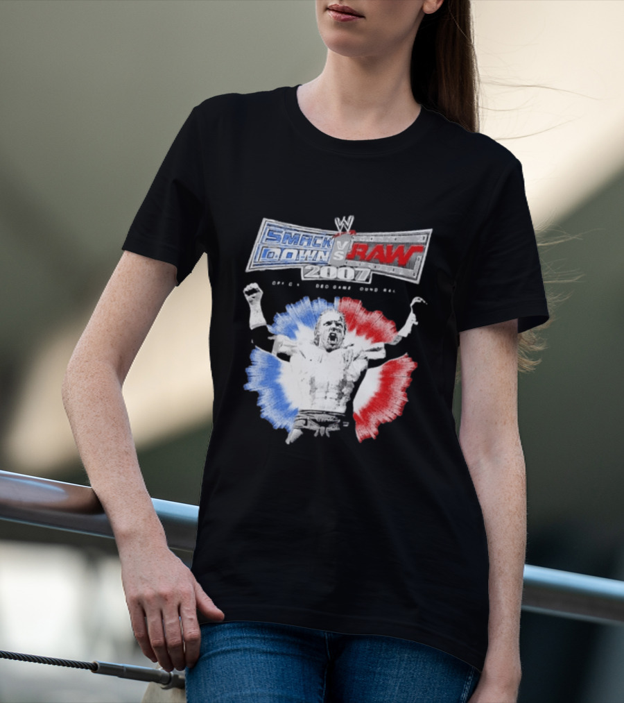 WWE SmackDown Vs Raw 2007 Video Game Soundtrack Fighter Triumph In Blue And Red T-Shirt