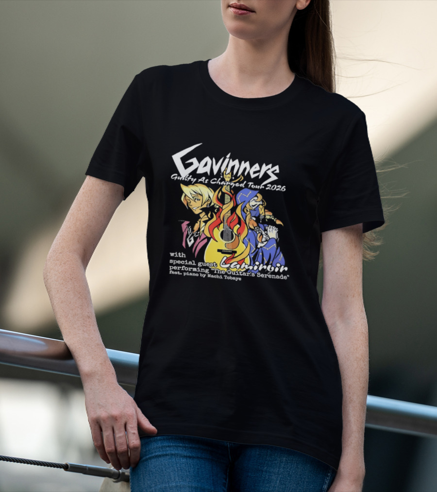 Gavinners Guilty As Charged Tour 2026 Special Guest Lamiroir Performing The Guitar's Serenade Machi Tobaye T-Shirt