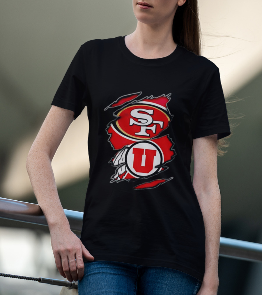 San Francisco 49ers Utah Utes SF U Ripped Combination T-Shirt