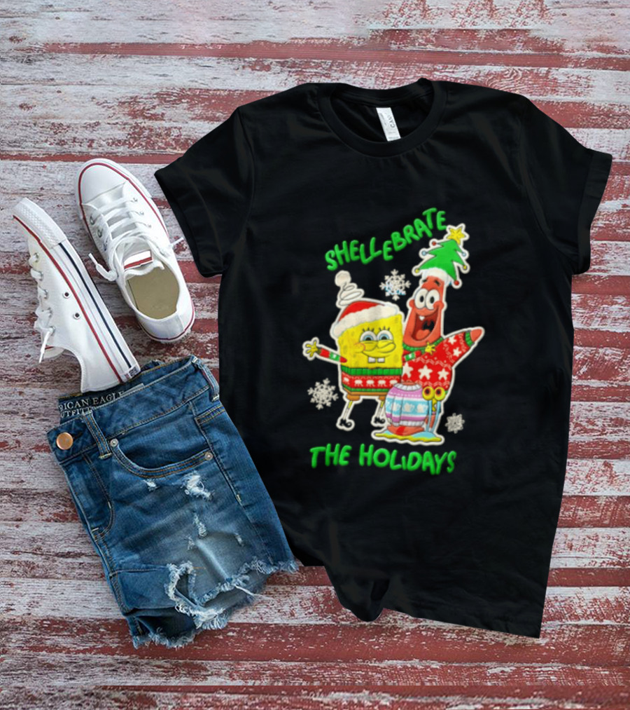 Shellebrate The Holidays With SpongeBob SquarePants And Patrick Star Festive Sweaters T-Shirt