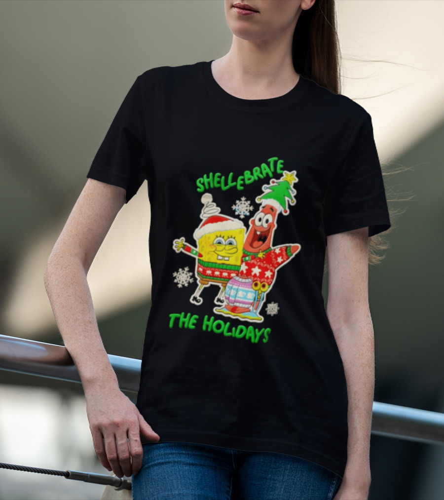 Shellebrate The Holidays With SpongeBob SquarePants And Patrick Star Festive Sweaters T-Shirt