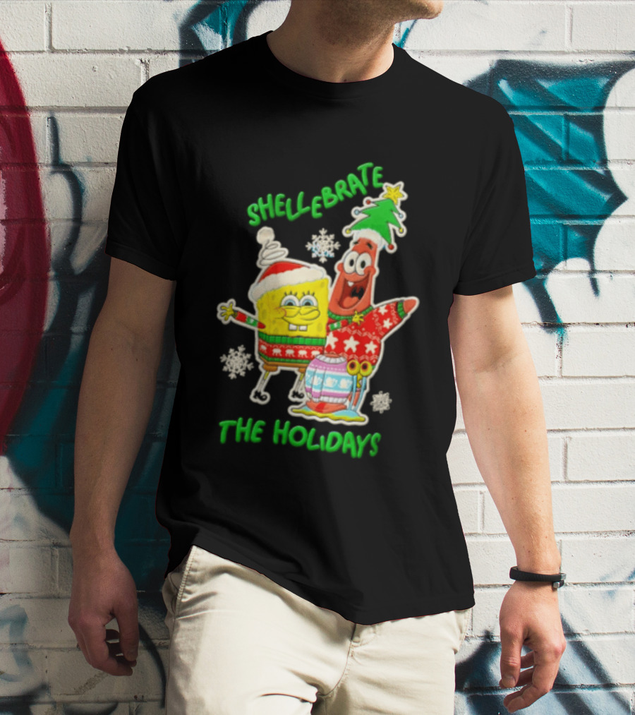 Shellebrate The Holidays With SpongeBob SquarePants And Patrick Star Festive Sweaters T-Shirt