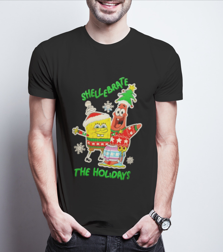 Shellebrate The Holidays With SpongeBob SquarePants And Patrick Star Festive Sweaters T-Shirt