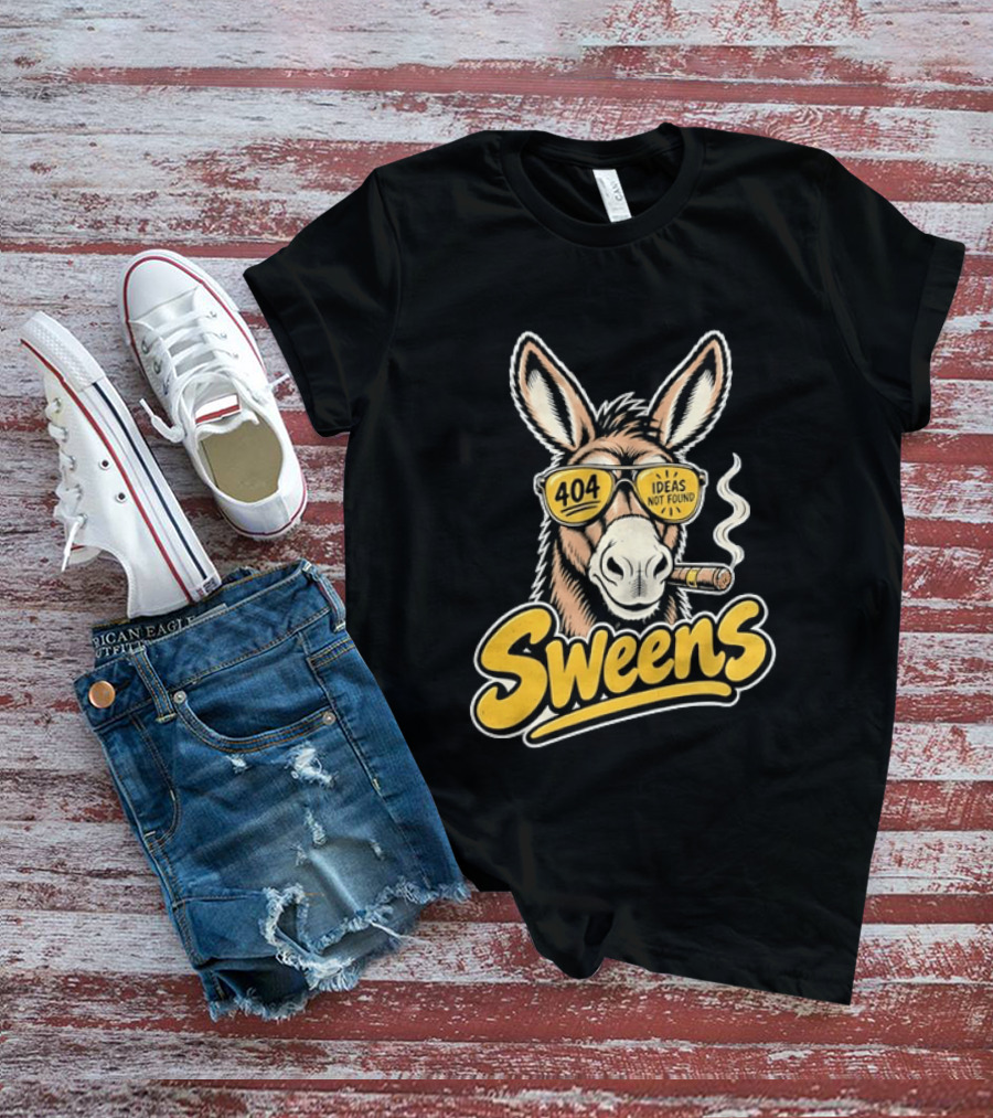 SweenS 404 Ideas Not Found Donkey Cigar Smoking Sunglasses T-Shirt