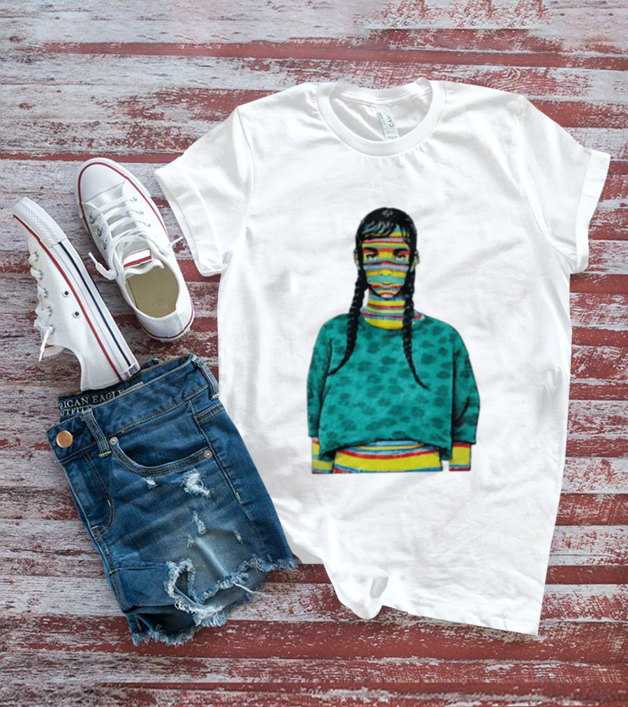 Sicko Last Spring Japan Kai Cenat Striped Face And Braids T-Shirt