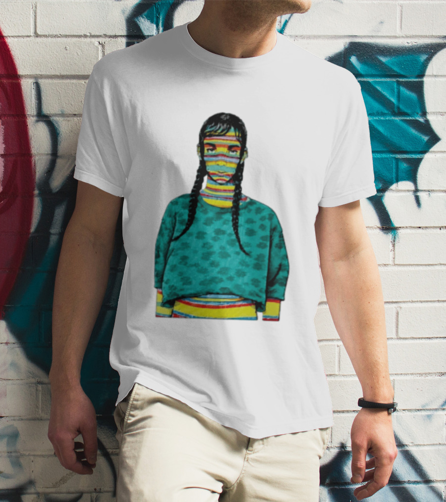Sicko Last Spring Japan Kai Cenat Striped Face And Braids T-Shirt