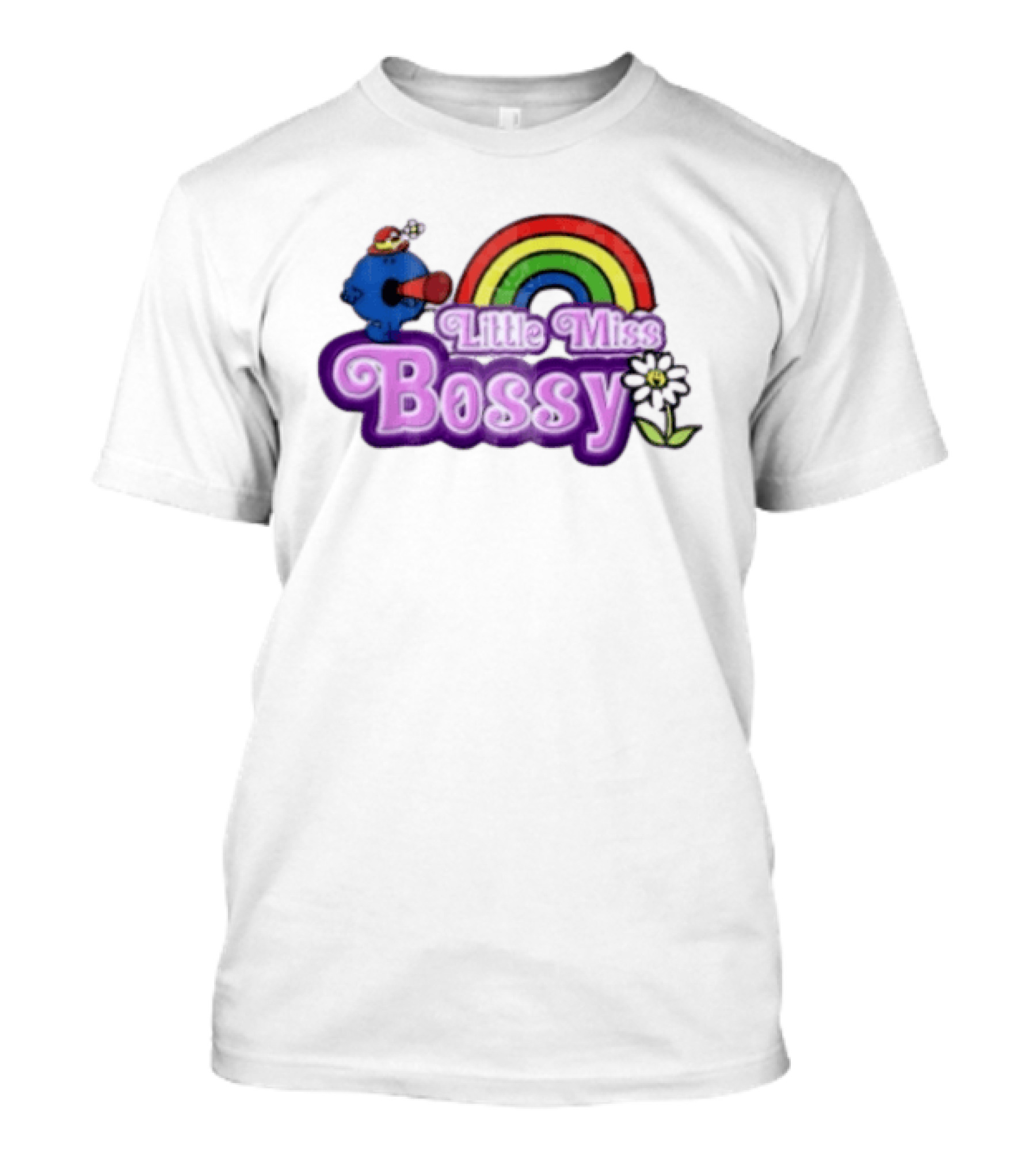 Little Miss Bossy Rainbow With Flower And Megaphone T-Shirt