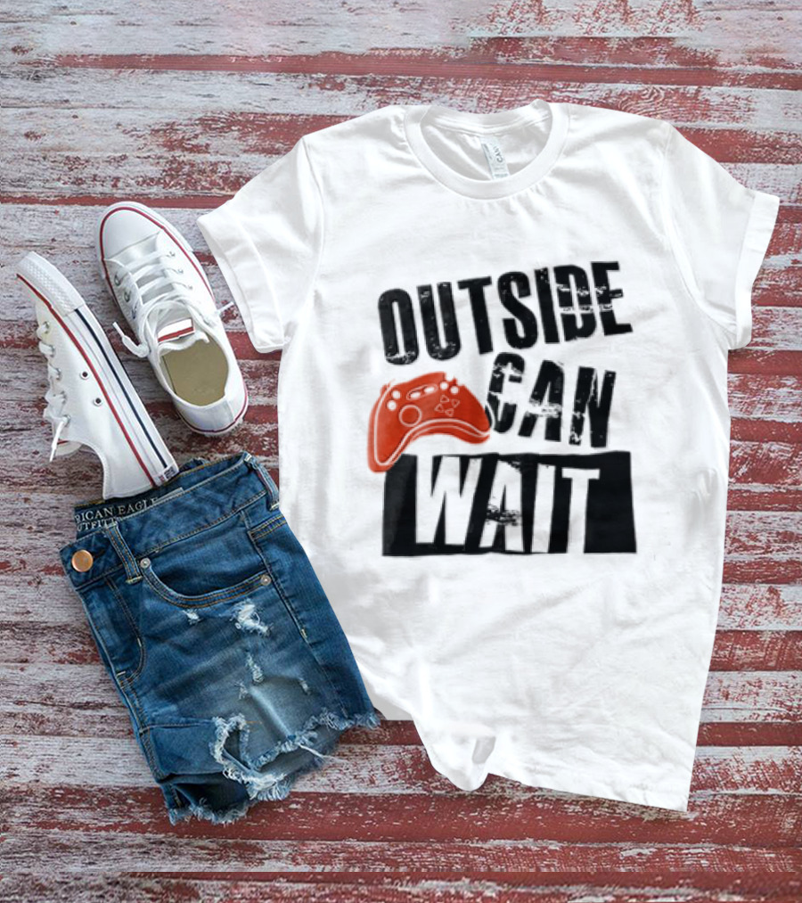 Outside Can Wait Video Game Controller T-Shirt