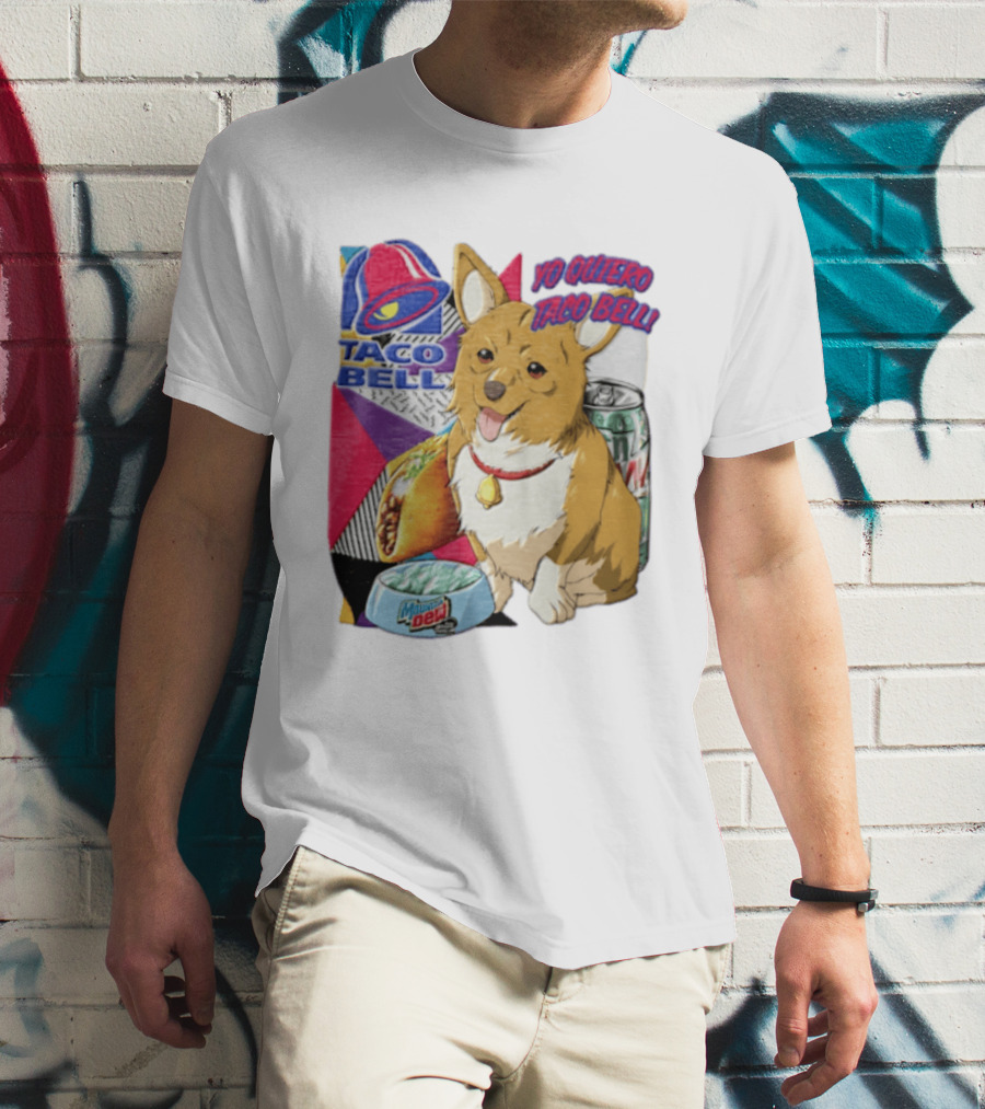 Taco Bell Yo Quiero Taco Bell Brown Corgi Dog Mountain Dew T-Shirt