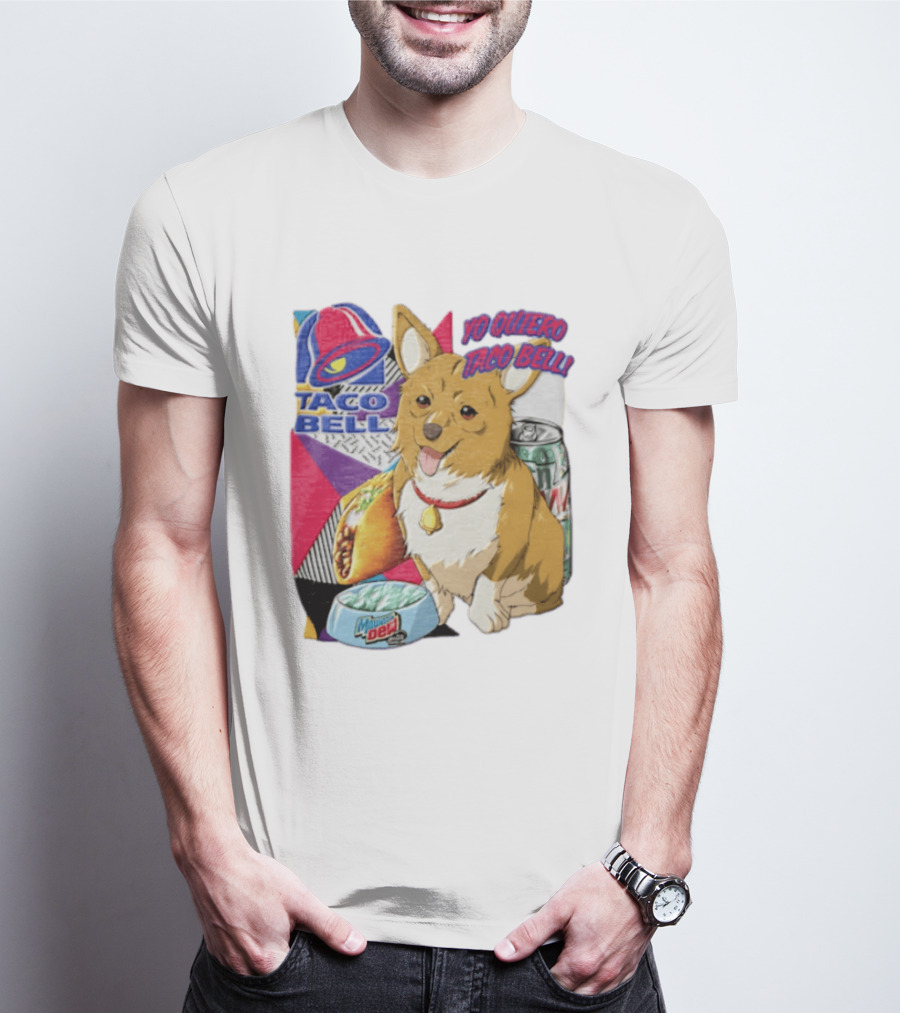 Taco Bell Yo Quiero Taco Bell Brown Corgi Dog Mountain Dew T-Shirt
