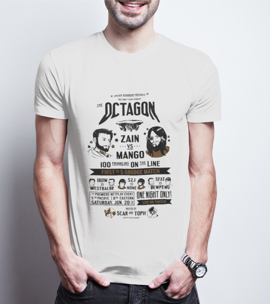 Golden Guardians The Octagon Zain Vs Mango 100 Grudge Match Netplay Event Live On Twitch T-Shirt