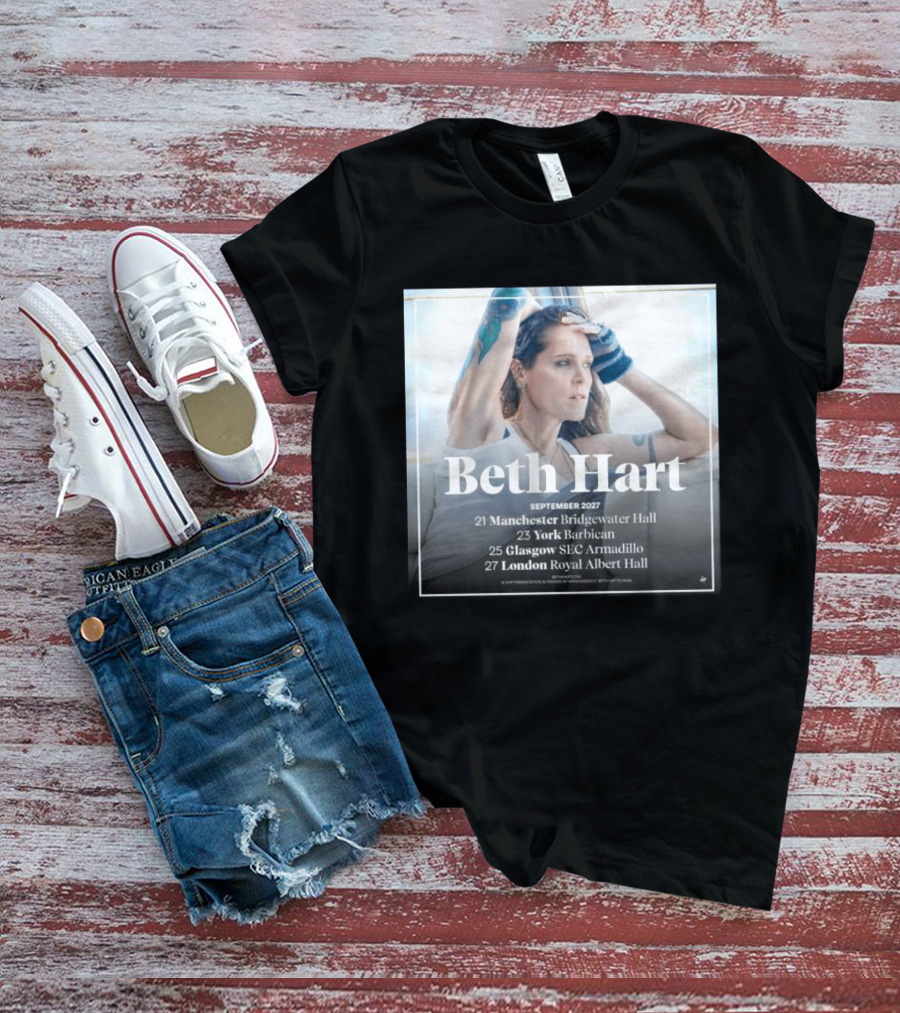 Beth Hart September 2027 UK Concerts Manchester York Glasgow London Tour Dates T-Shirt