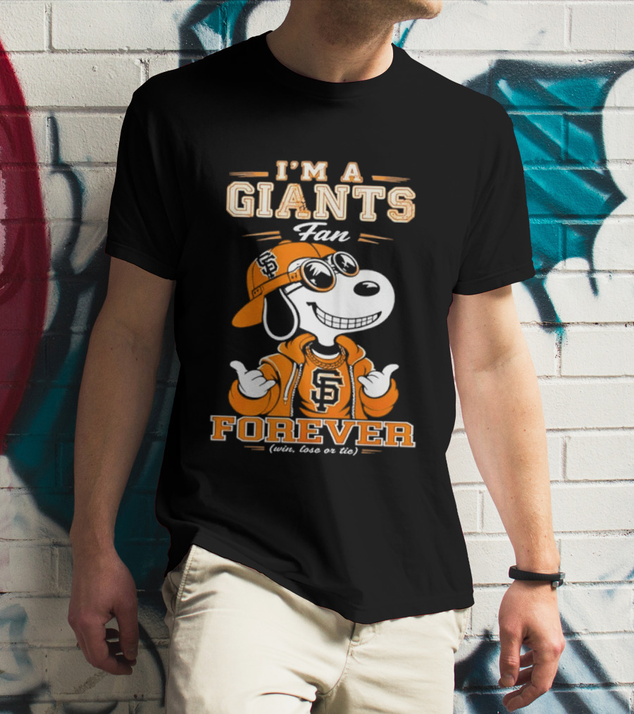 Snoopy I'm A Giants Fan Forever San Francisco Peanuts Baseball T-Shirt