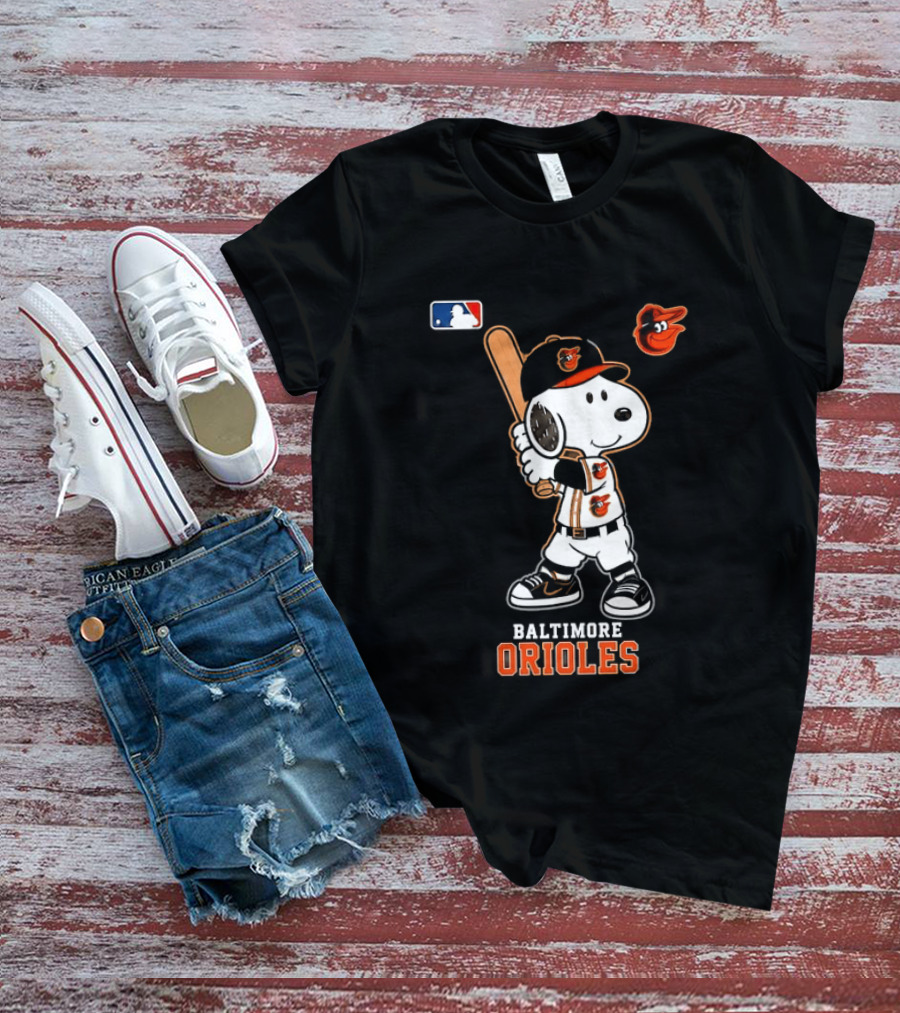 Snoopy Baltimore Orioles MLB Baseball Jersey With Bat And Cap T-Shirt